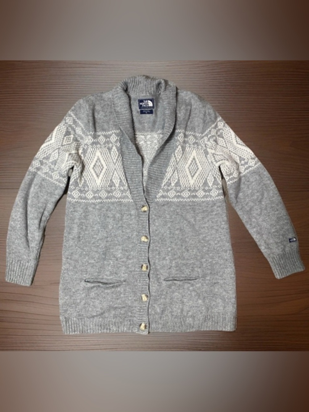North Face Shawl Collar Icelandic Long Cardigan Nordic Size X-Large Wool Blend